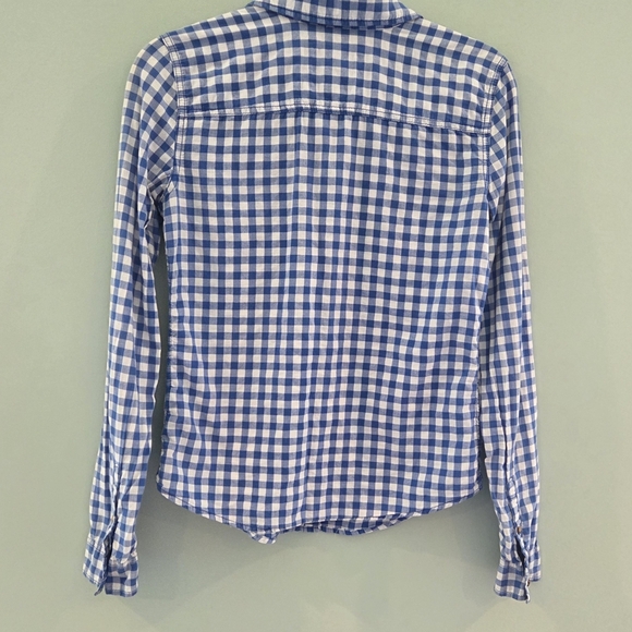 Abercrombie & Fitch Checkered Blue And White Women's Size Small Western Style - Picture 7 of 12